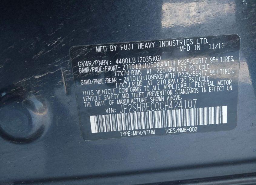 Photo 9 of 2012 Subaru Forester 2.5X LIMITED (VIN JF2SHBEC0CH424107)