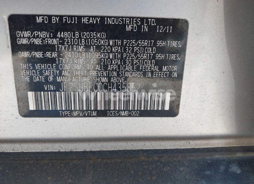 Photo 9 of 2012 Subaru Forester 2.5X LIMITED (VIN JF2SHBEC0CH435852)