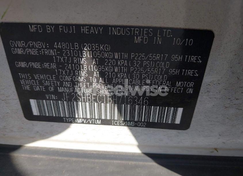 Photo 9 of 2011 Subaru Forester 2.5X LIMITED (VIN JF2SHBEC1BH716346)