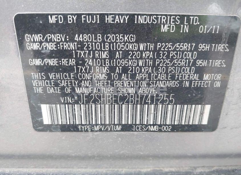 Photo 9 of 2011 Subaru Forester 2.5X LIMITED (VIN JF2SHBEC2BH741255)