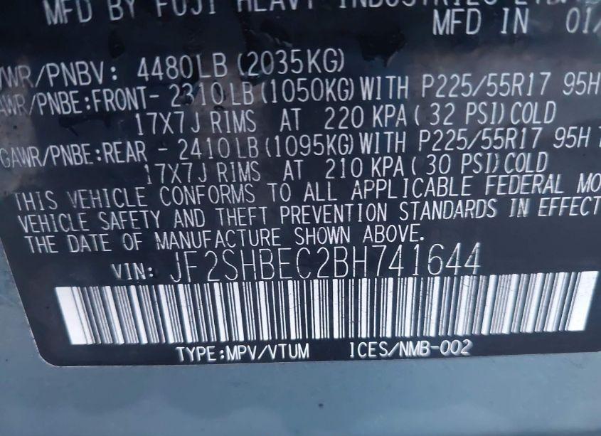 Photo 9 of 2011 Subaru Forester 2.5X LIMITED (VIN JF2SHBEC2BH741644)
