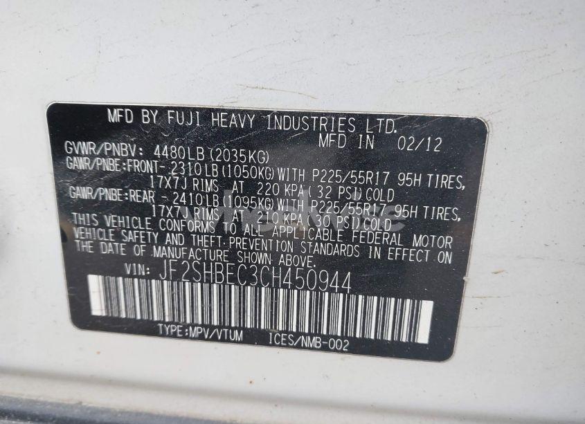 Photo 9 of 2012 Subaru Forester 2.5X LIMITED (VIN JF2SHBEC3CH450944)