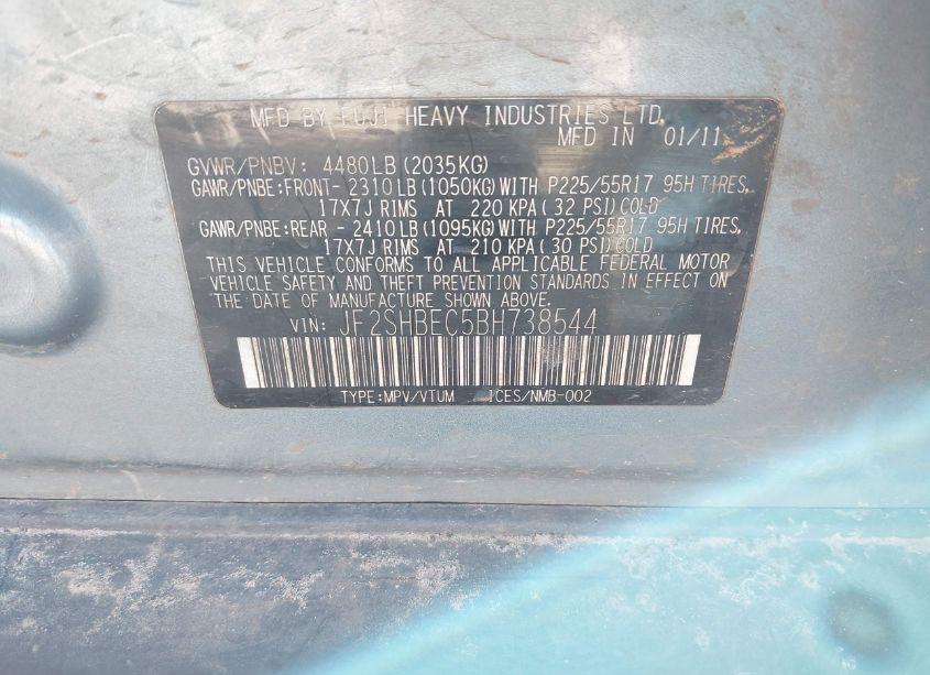 Photo 9 of 2011 Subaru Forester 2.5X LIMITED (VIN JF2SHBEC5BH738544)