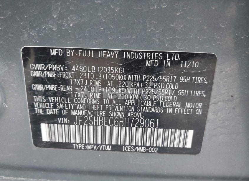 Photo 9 of 2011 Subaru Forester 2.5X LIMITED (VIN JF2SHBEC6BH729061)