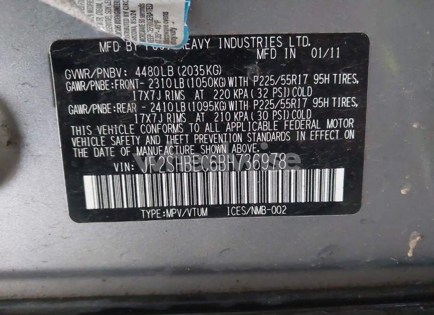 Photo 9 of 2011 Subaru Forester 2.5X LIMITED (VIN JF2SHBEC6BH736978)