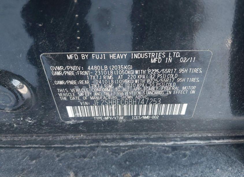Photo 9 of 2011 Subaru Forester 2.5X LIMITED (VIN JF2SHBEC6BH747253)