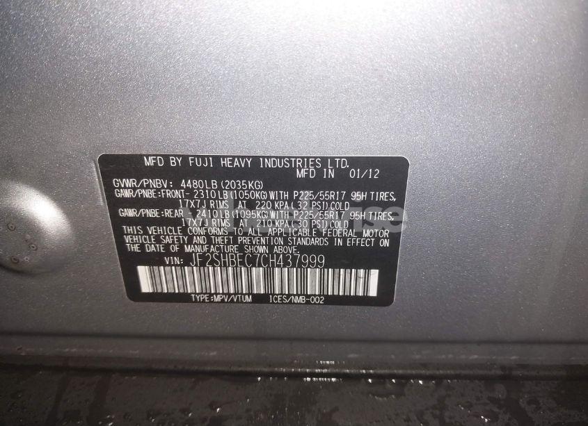 Photo 9 of 2012 Subaru Forester 2.5X LIMITED (VIN JF2SHBEC7CH437999)