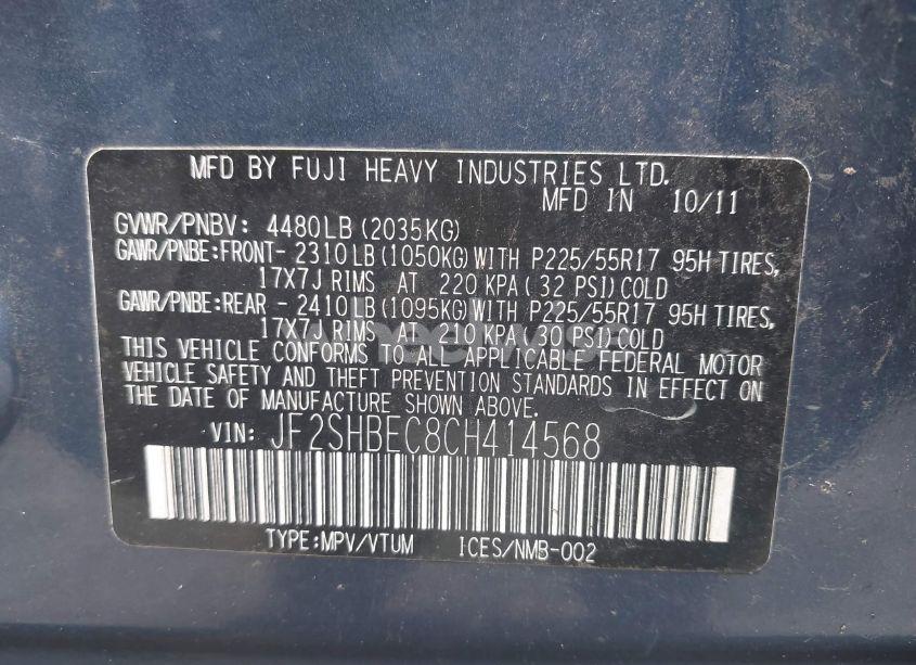 Photo 9 of 2012 Subaru Forester 2.5X LIMITED (VIN JF2SHBEC8CH414568)