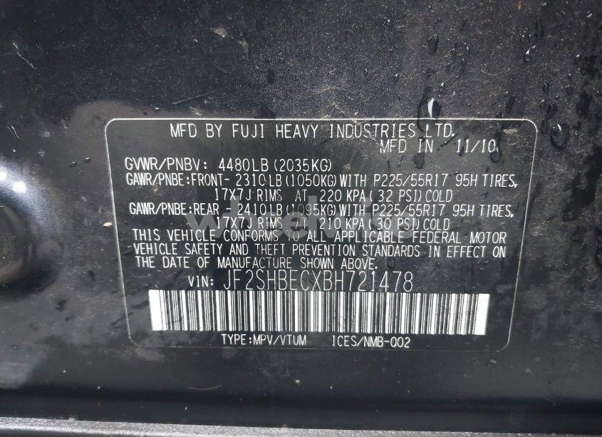 Photo 9 of 2011 Subaru Forester 2.5X LIMITED (VIN JF2SHBECXBH721478)