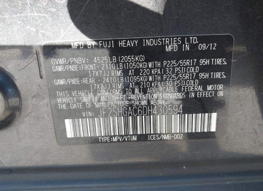 Photo 9 of 2013 Subaru Forester 2.5XT PREMIUM (VIN JF2SHGAC6DH430594)