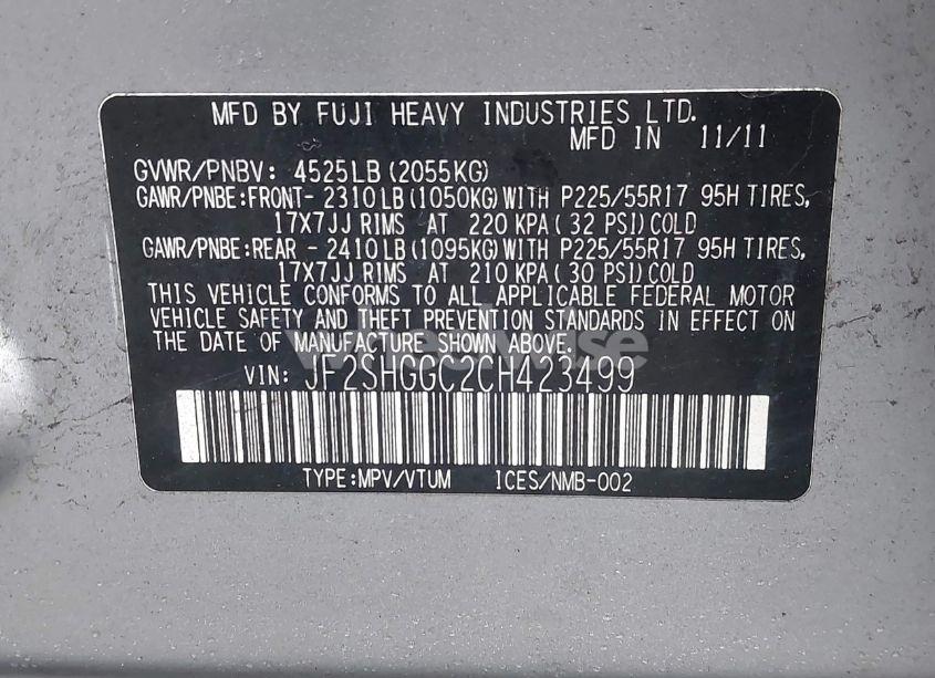 Photo 9 of 2012 Subaru Forester 2.5XT TOURING (VIN JF2SHGGC2CH423499)