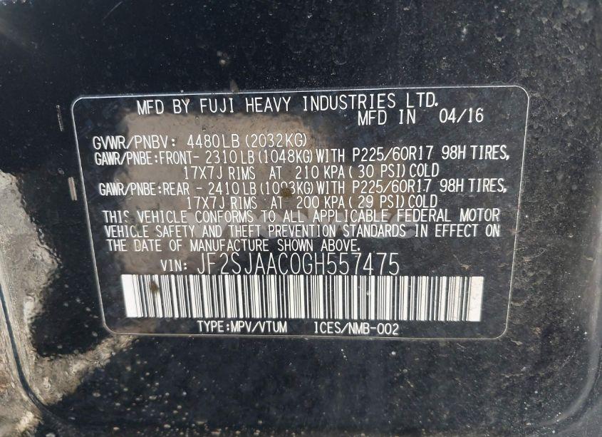 Photo 9 of 2016 Subaru Forester 2.5I (VIN JF2SJAAC0GH557475)