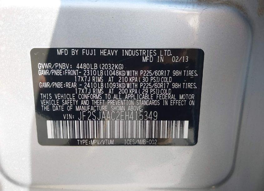 Photo 9 of 2014 Subaru Forester 2.5I (VIN JF2SJAAC2EH415349)