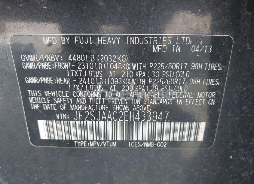 Photo 9 of 2014 Subaru Forester 2.5I (VIN JF2SJAAC2EH433947)