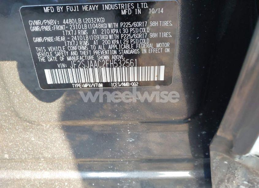 Photo 9 of 2015 Subaru Forester 2.5I (VIN JF2SJAAC2FH532561)