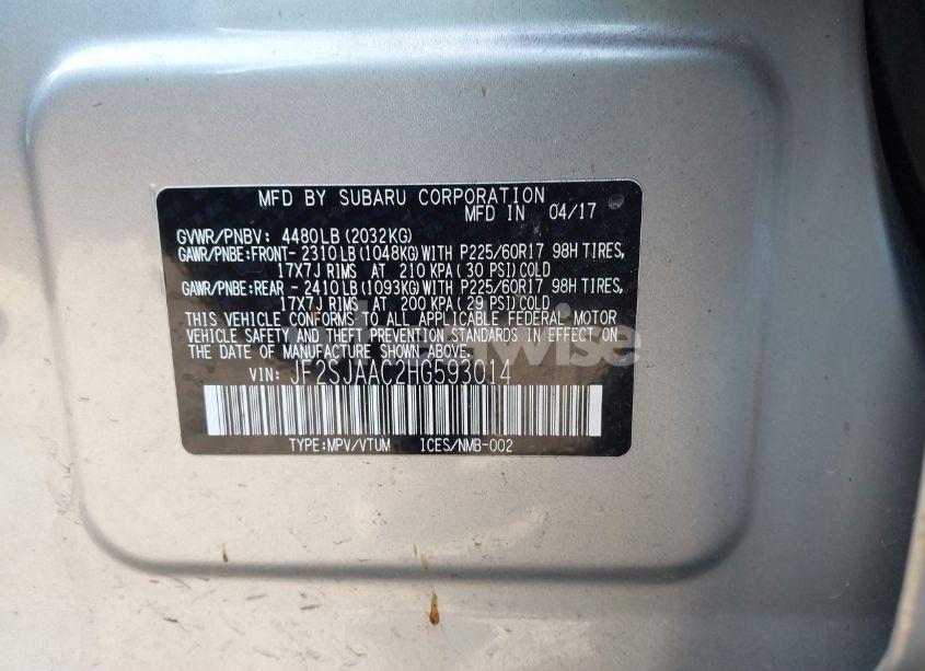 Photo 9 of 2017 Subaru Forester 2.5I (VIN JF2SJAAC2HG593014)