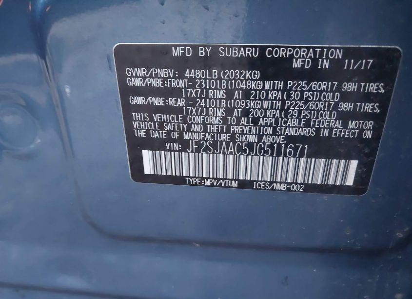 Photo 9 of 2018 Subaru Forester 2.5I (VIN JF2SJAAC5JG511671)