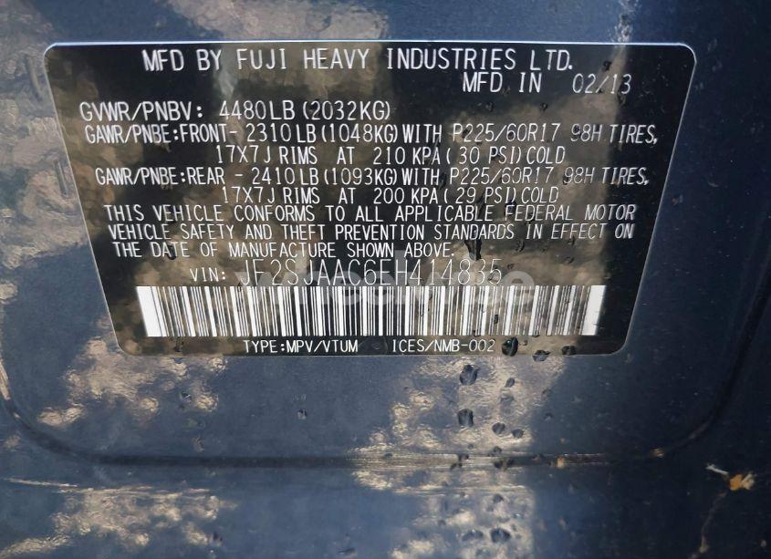 Photo 9 of 2014 Subaru Forester 2.5I (VIN JF2SJAAC6EH414835)