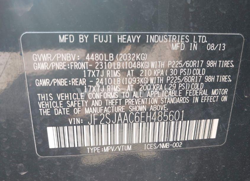 Photo 9 of 2014 Subaru Forester 2.5I (VIN JF2SJAAC6EH485601)