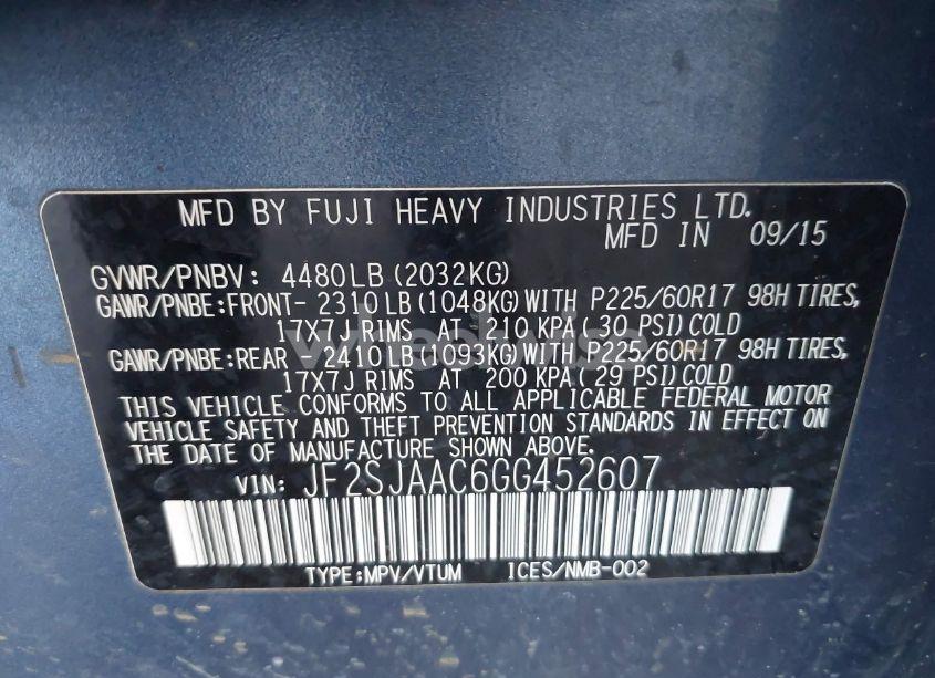 Photo 9 of 2016 Subaru Forester 2.5I (VIN JF2SJAAC6GG452607)