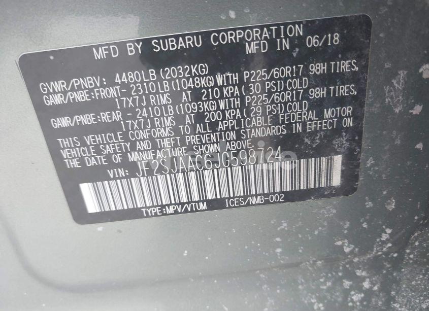 Photo 9 of 2018 Subaru Forester 2.5I (VIN JF2SJAAC6JG598724)