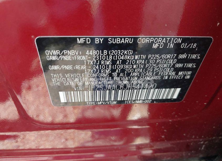 Photo 9 of 2018 Subaru Forester 2.5I (VIN JF2SJAAC6JH541420)