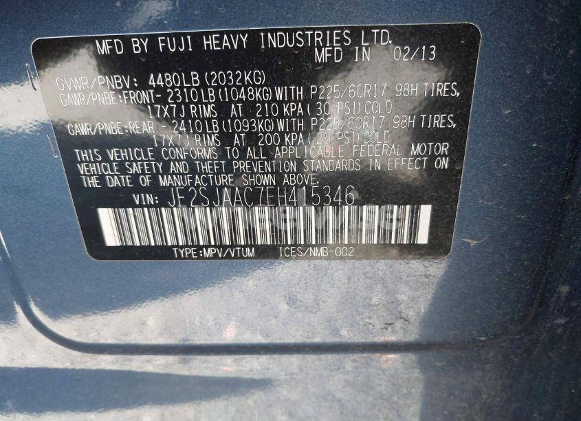 Photo 9 of 2014 Subaru Forester 2.5I (VIN JF2SJAAC7EH415346)