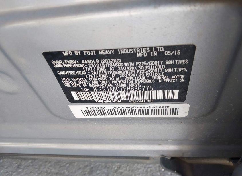 Photo 9 of 2015 Subaru Forester 2.5I (VIN JF2SJAAC7FH836775)