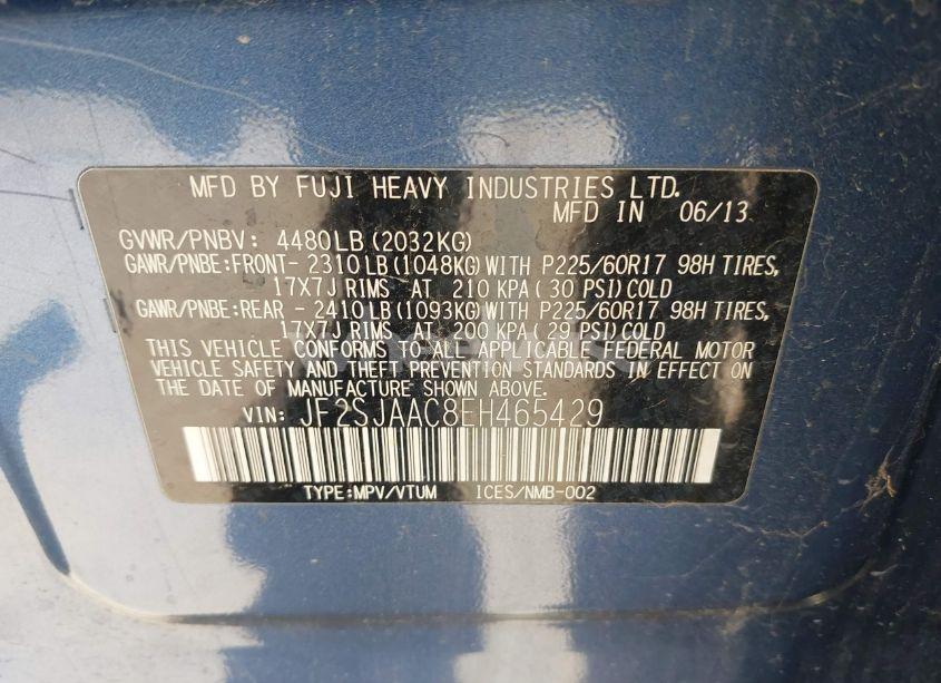 Photo 9 of 2014 Subaru Forester 2.5I (VIN JF2SJAAC8EH465429)