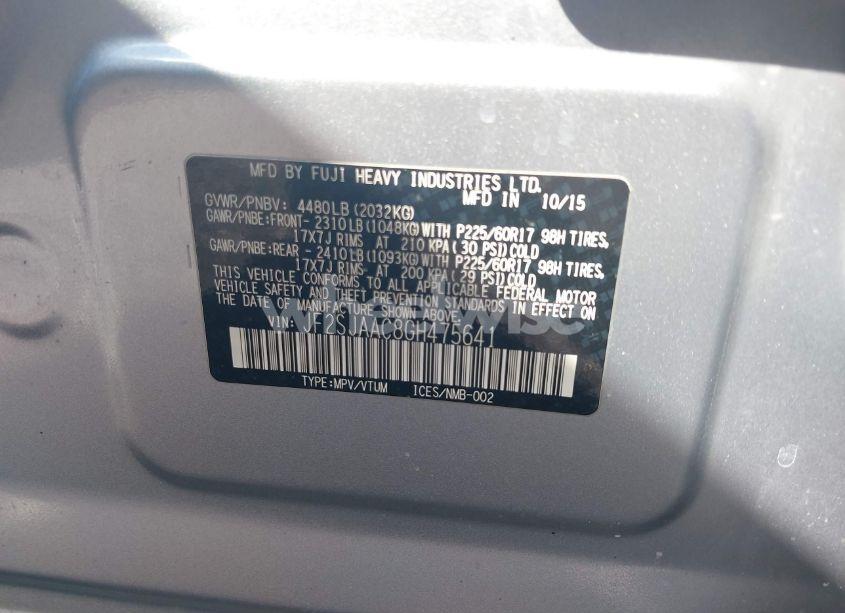 Photo 9 of 2016 Subaru Forester 2.5I (VIN JF2SJAAC8GH475641)