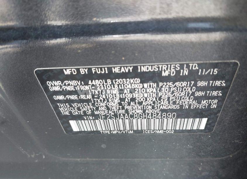 Photo 9 of 2016 Subaru Forester 2.5I (VIN JF2SJAAC8GH484890)