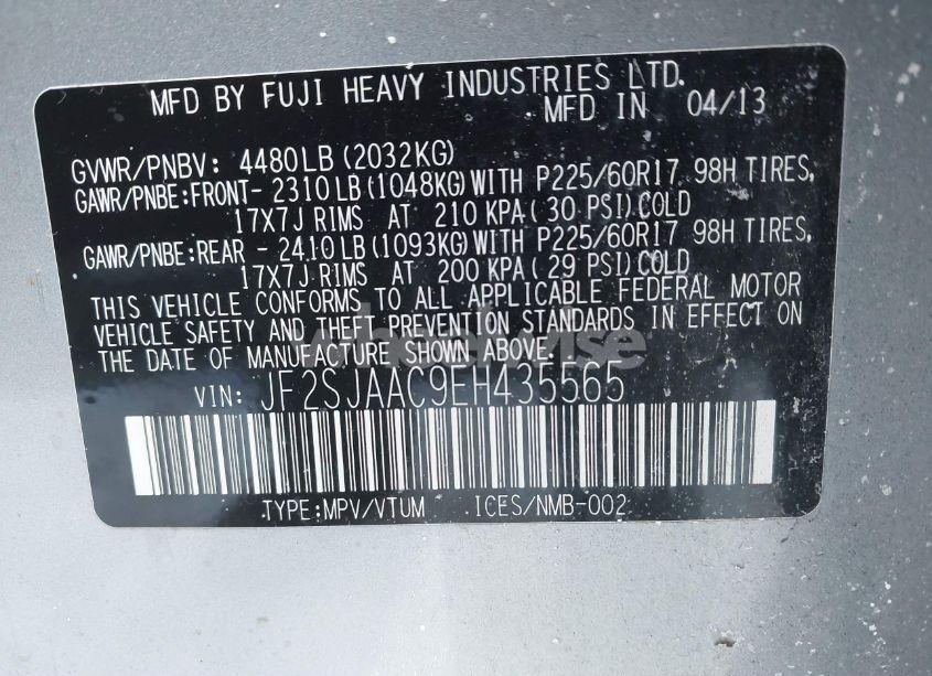 Photo 9 of 2014 Subaru Forester 2.5I (VIN JF2SJAAC9EH435565)