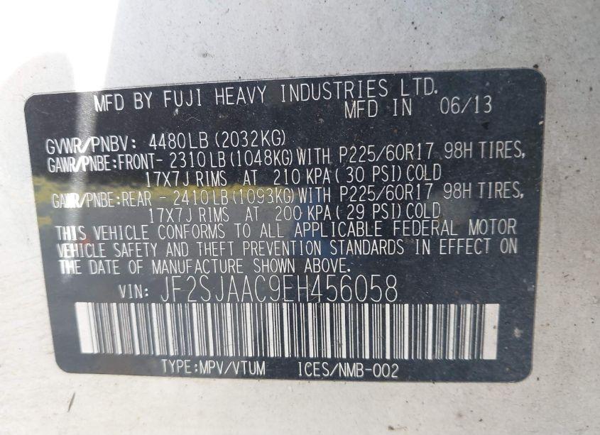 Photo 9 of 2014 Subaru Forester 2.5I (VIN JF2SJAAC9EH456058)