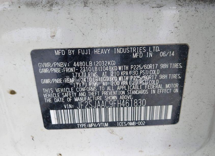 Photo 9 of 2015 Subaru Forester 2.5I (VIN JF2SJAAC9FH461830)