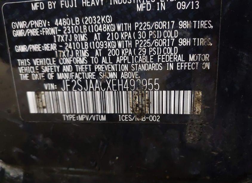 Photo 9 of 2014 Subaru Forester 2.5I (VIN JF2SJAACXEH492955)