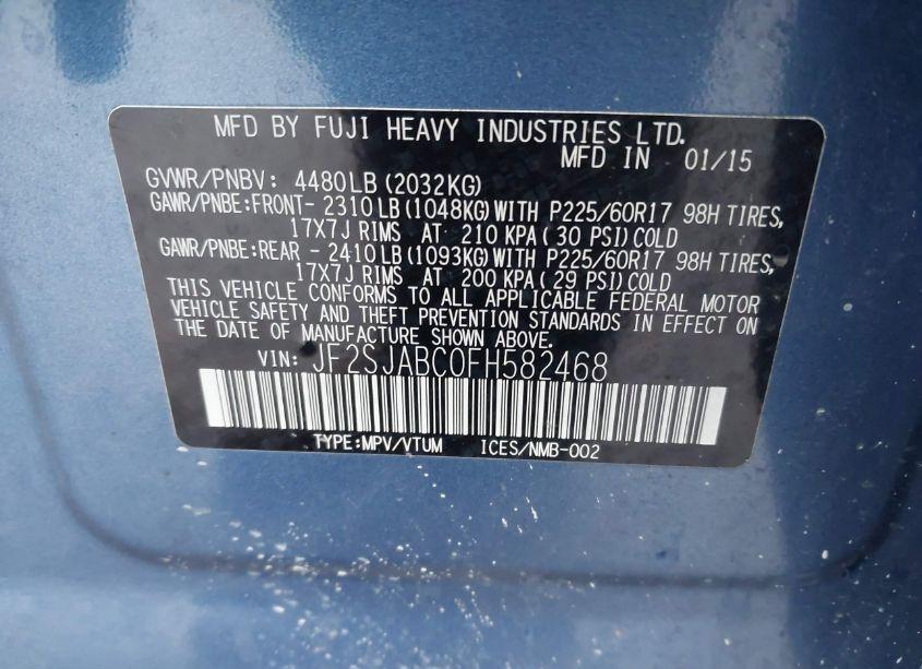 Photo 9 of 2015 Subaru Forester 2.5I (VIN JF2SJABC0FH582468)