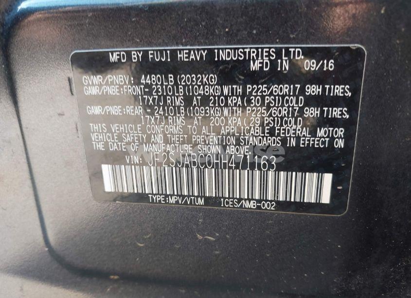 Photo 9 of 2017 Subaru Forester 2.5I (VIN JF2SJABC0HH471163)
