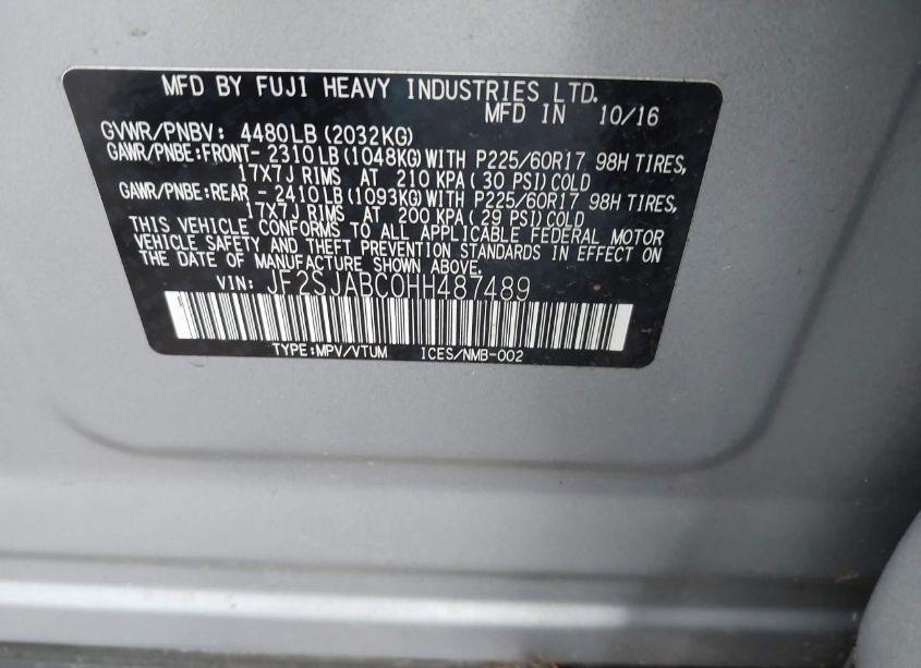 Photo 9 of 2017 Subaru Forester 2.5I (VIN JF2SJABC0HH487489)