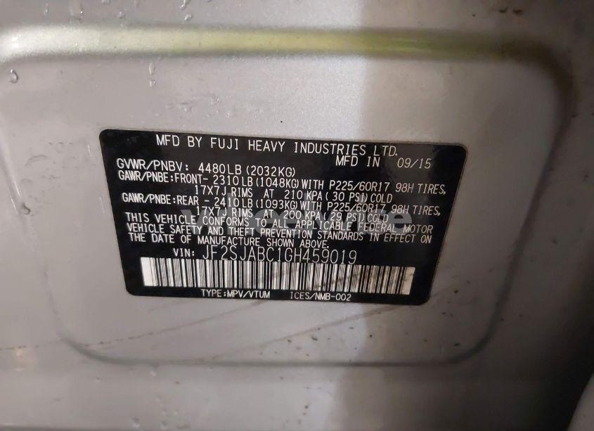 Photo 9 of 2016 Subaru Forester 2.5I (VIN JF2SJABC1GH459019)