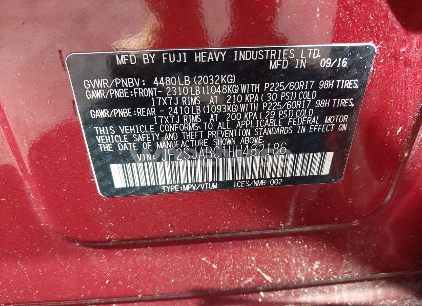 Photo 9 of 2017 Subaru Forester 2.5I (VIN JF2SJABC1HH482186)