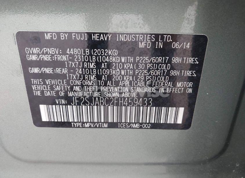 Photo 9 of 2015 Subaru Forester 2.5I (VIN JF2SJABC2FH459433)