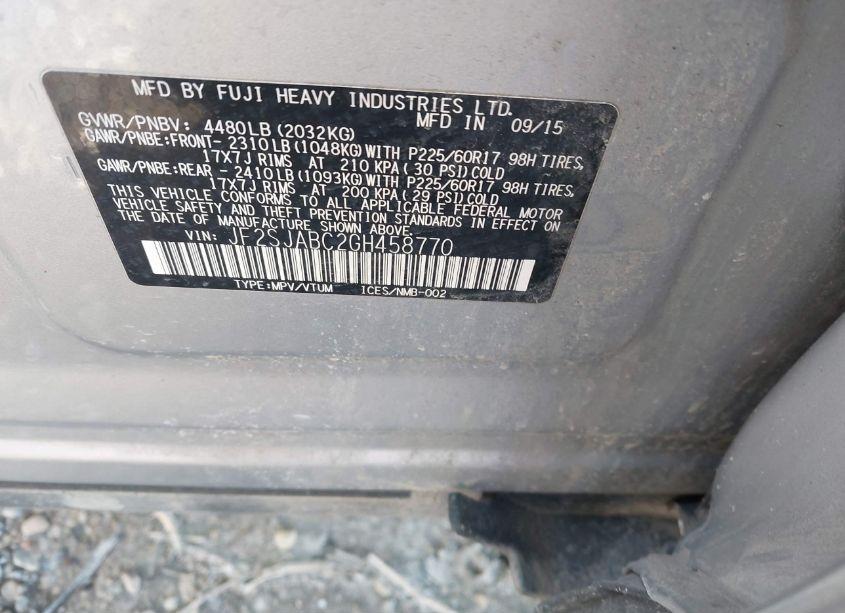 Photo 9 of 2016 Subaru Forester 2.5I (VIN JF2SJABC2GH458770)