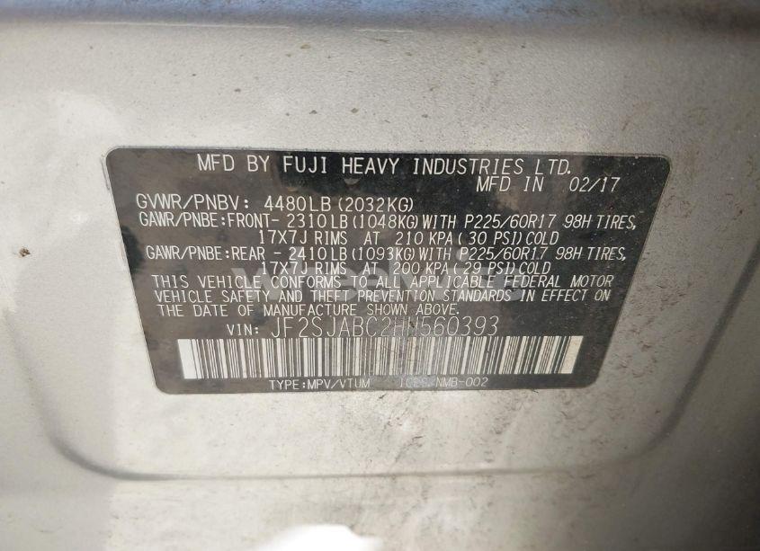 Photo 9 of 2017 Subaru Forester 2.5I (VIN JF2SJABC2HH560393)