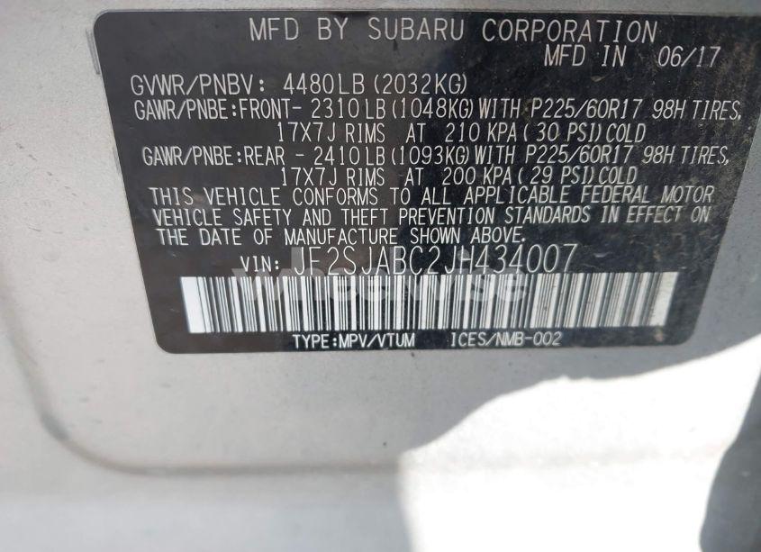 Photo 9 of 2018 Subaru Forester 2.5I (VIN JF2SJABC2JH434007)