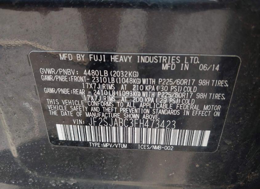 Photo 9 of 2015 Subaru Forester 2.5I (VIN JF2SJABC3FH473423)