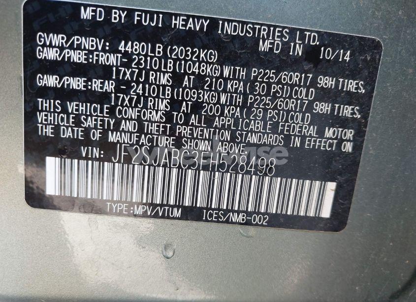 Photo 9 of 2015 Subaru Forester 2.5I (VIN JF2SJABC3FH528498)