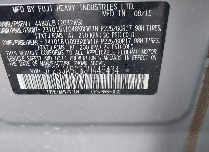 Photo 9 of 2016 Subaru Forester 2.5I (VIN JF2SJABC3GH446434)