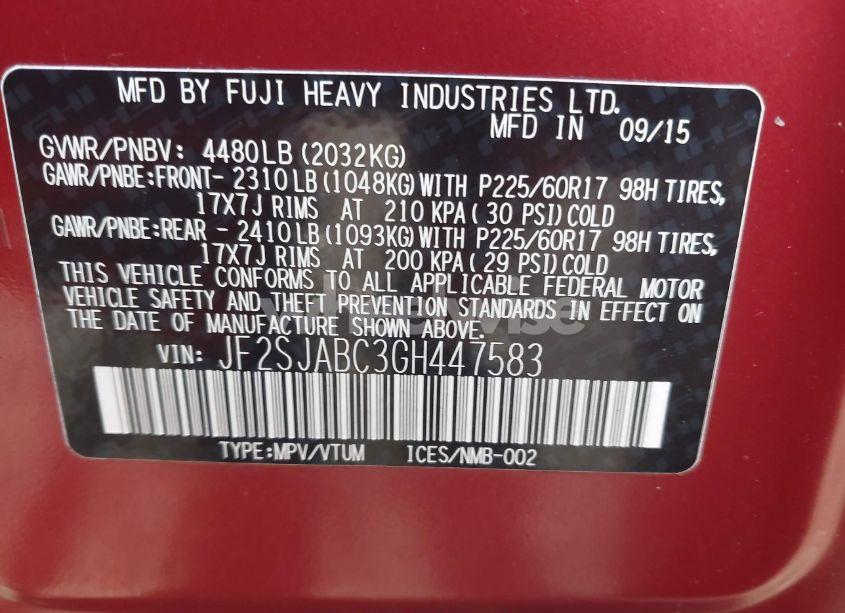 Photo 9 of 2016 Subaru Forester 2.5I (VIN JF2SJABC3GH447583)