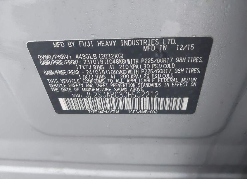 Photo 9 of 2016 Subaru Forester 2.5I (VIN JF2SJABC3GH502212)