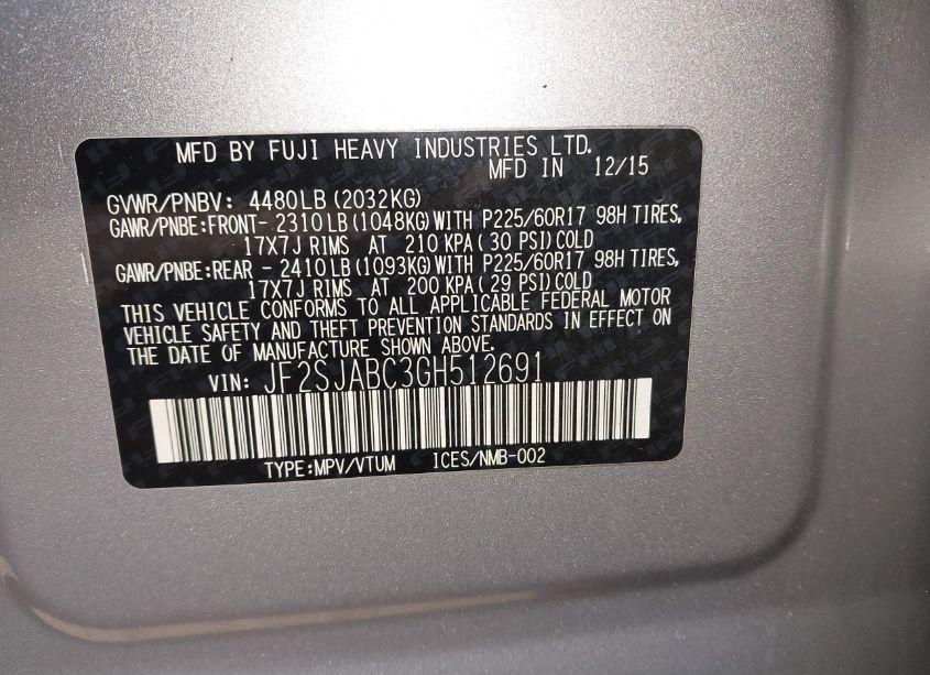 Photo 9 of 2016 Subaru Forester 2.5I (VIN JF2SJABC3GH512691)